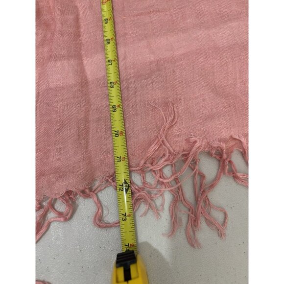 Loft Linen Blend Tasseled Long Scarf One Size Ombre Color Coral - Picture 8 of 8